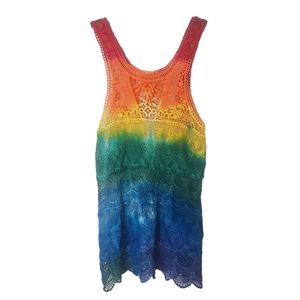 Hand Dyed Rainbow crochet tank